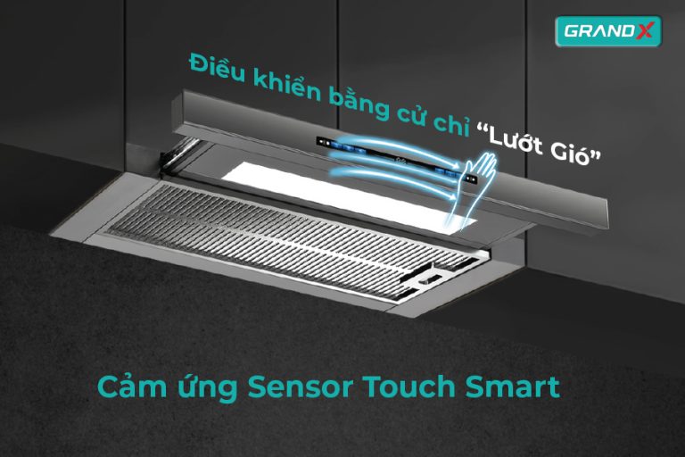 Điều khiển cảm ứng màu sensor touch smart 5 tốc độ - Hút mùi GX H70F75SG / GX H70F75G