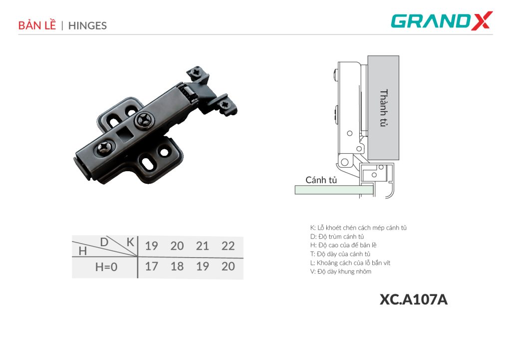 Bản lề Capella cho cửa nhôm XC.A107A GrandX - ảnh 2