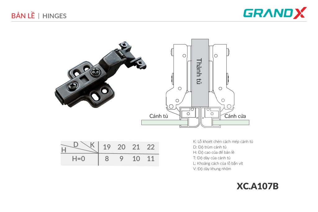 Bản lề Capella cho cửa nhôm XC.A107B GrandX - ảnh 2