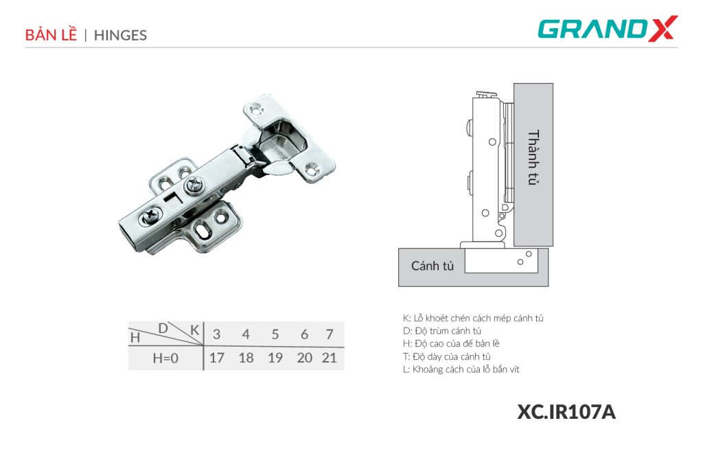 Bản lề Capella thép XC.IR107A GrandX - ảnh 2
