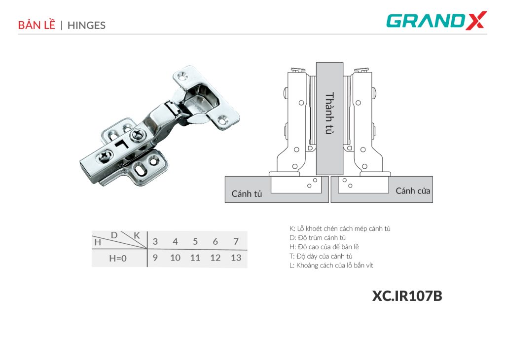 Bản lề Capella thép XC.IR107B GrandX - ảnh 2