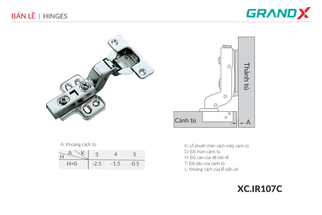 Bản lề Capella thép XC.IR107C GrandX - ảnh 2