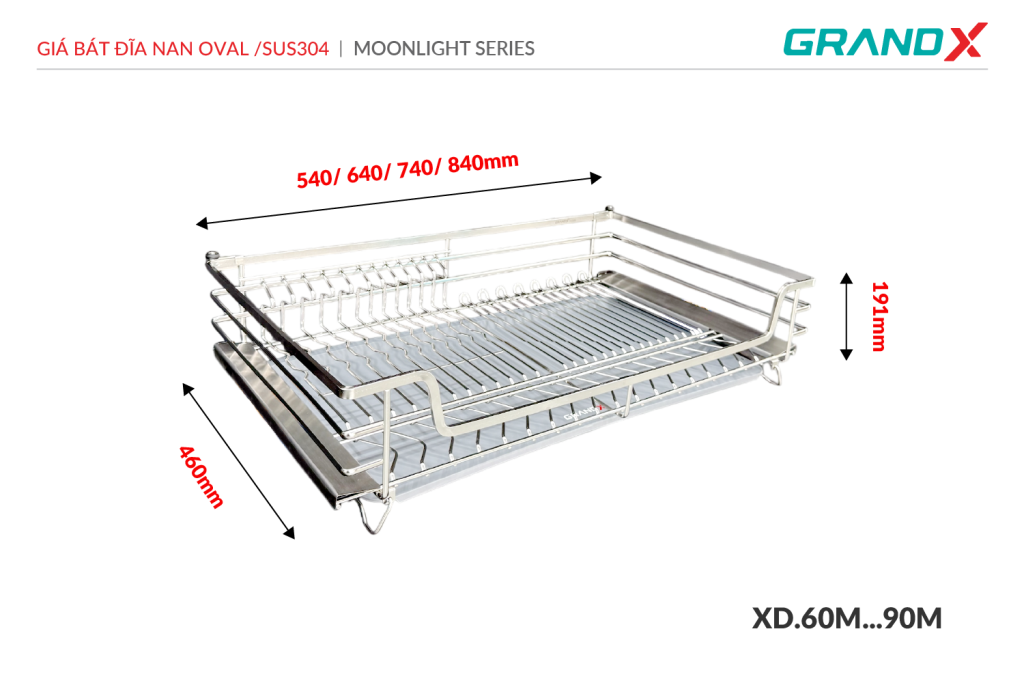 Giá bát đĩa nan oval XD.60M GrandX - ảnh 3