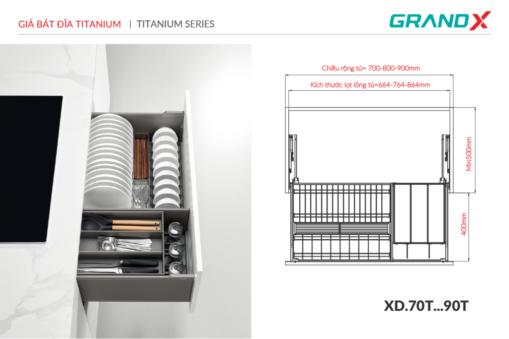 Giá bát đĩa titanium XD.80T GrandX - ảnh 3