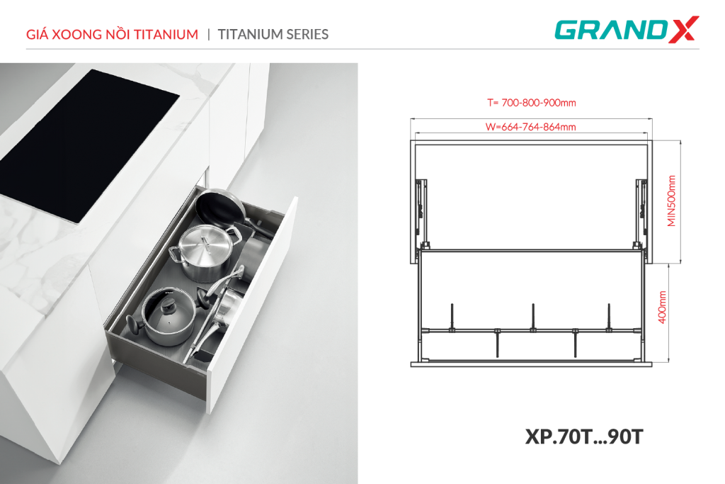 Giá xoong nồi titanium XP.70T GrandX - ảnh 3