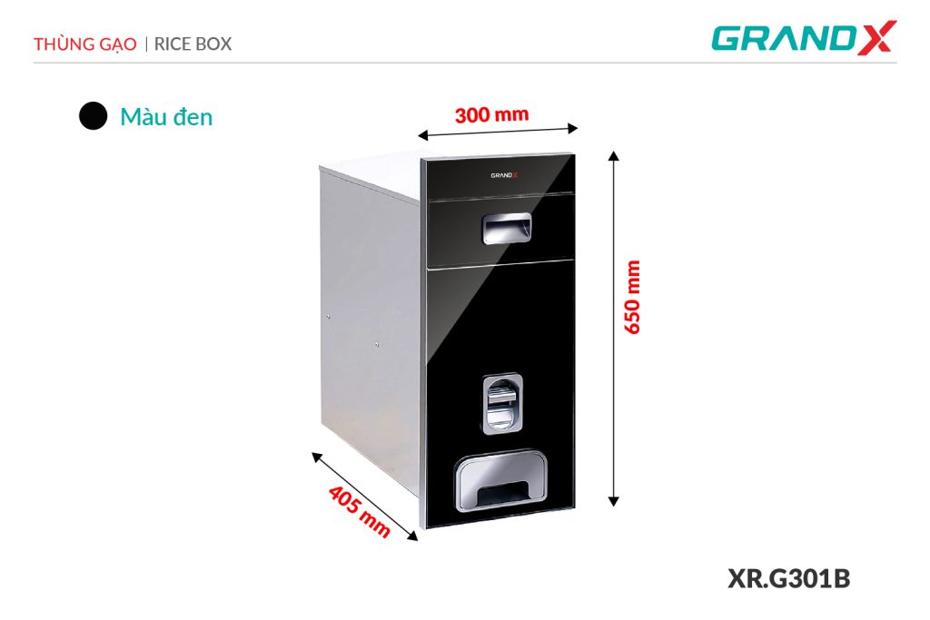 Thùng gạo mặt kính cường lực XR.G301B GrandX - ảnh 2