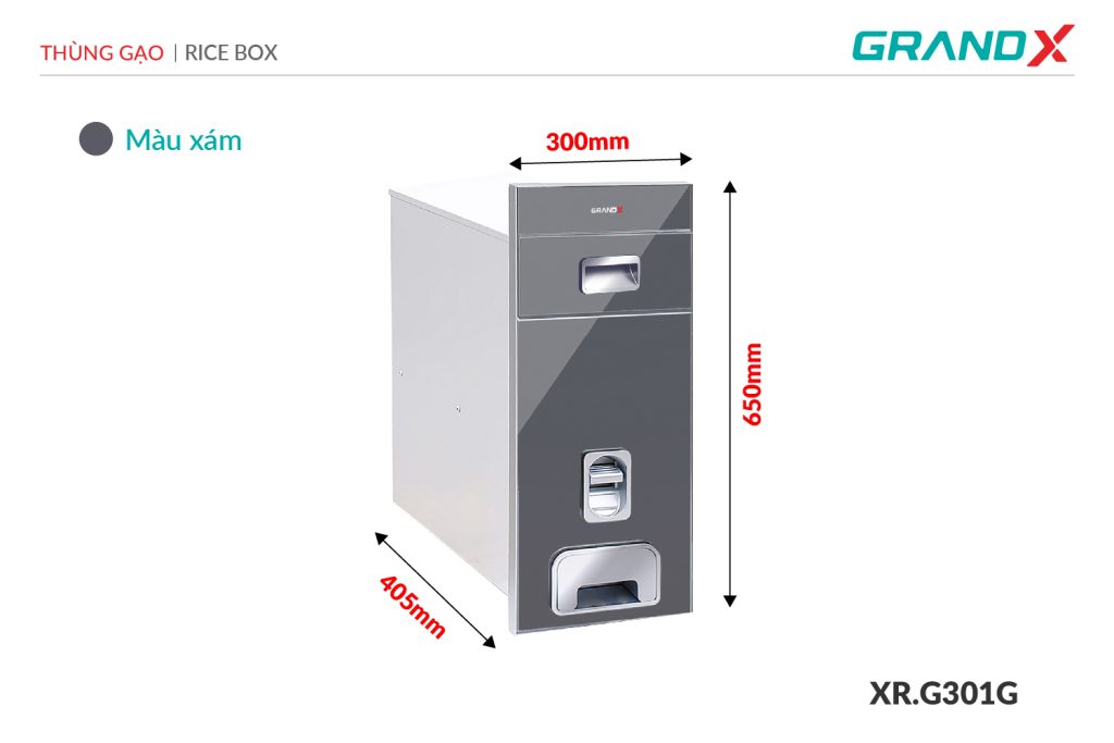 Thùng gạo mặt kính cường lực XR.G301G GrandX - ảnh 2