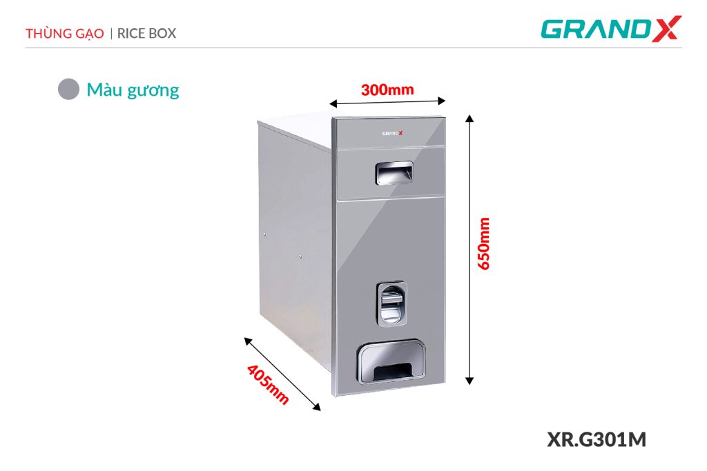 Thùng gạo mặt kính cường lực XR.G301M GrandX - ảnh 2