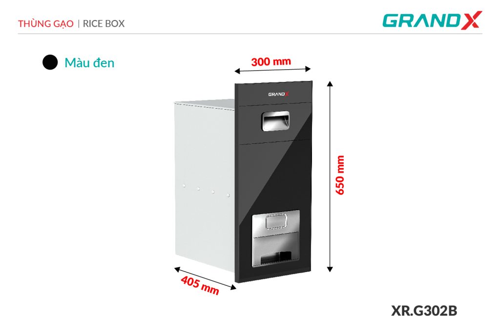 Thùng gạo mặt kính nút nhấn XR.G302B GrandX - ảnh 2