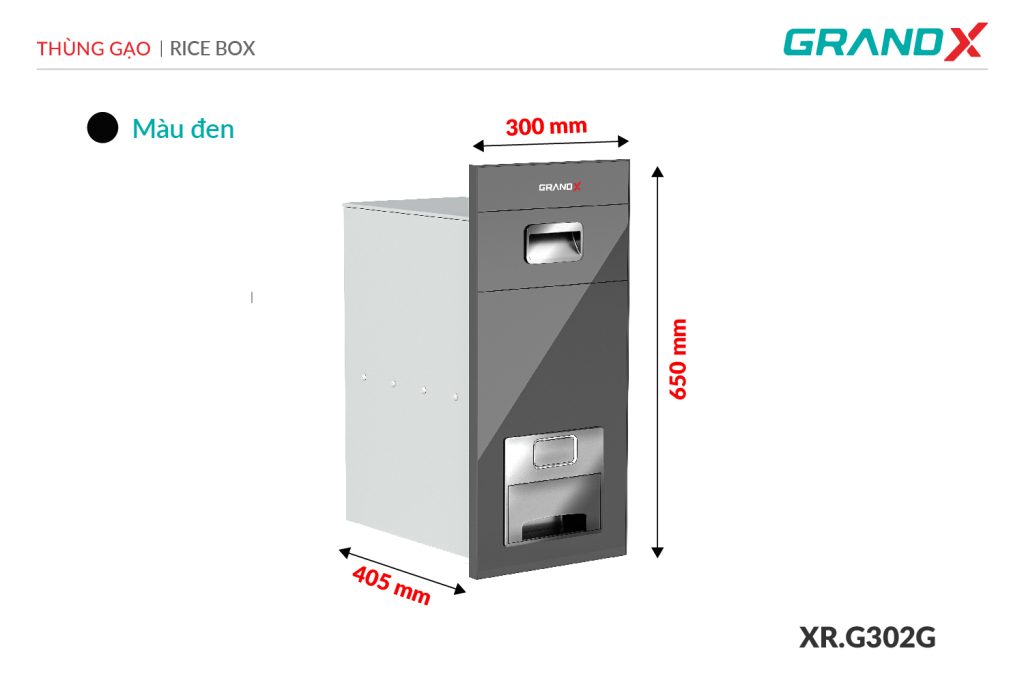 Thùng gạo mặt kính nút nhấn XR.G302G GrandX - ảnh 2