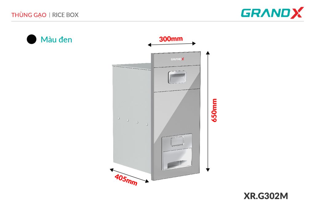 Thùng gạo mặt kính nút nhấn XR.G302M GrandX - ảnh 2
