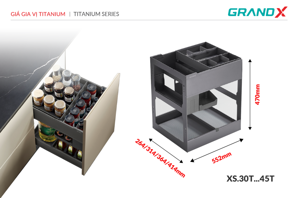 Giá gia vị titanium XS.35T GrandX - ảnh 3