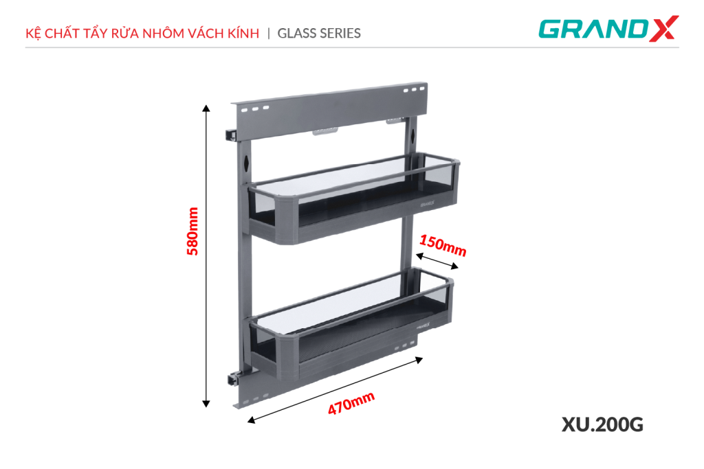 Kệ chất tẩy rửa nhôm vách kính XU.200G GrandX - ảnh 3