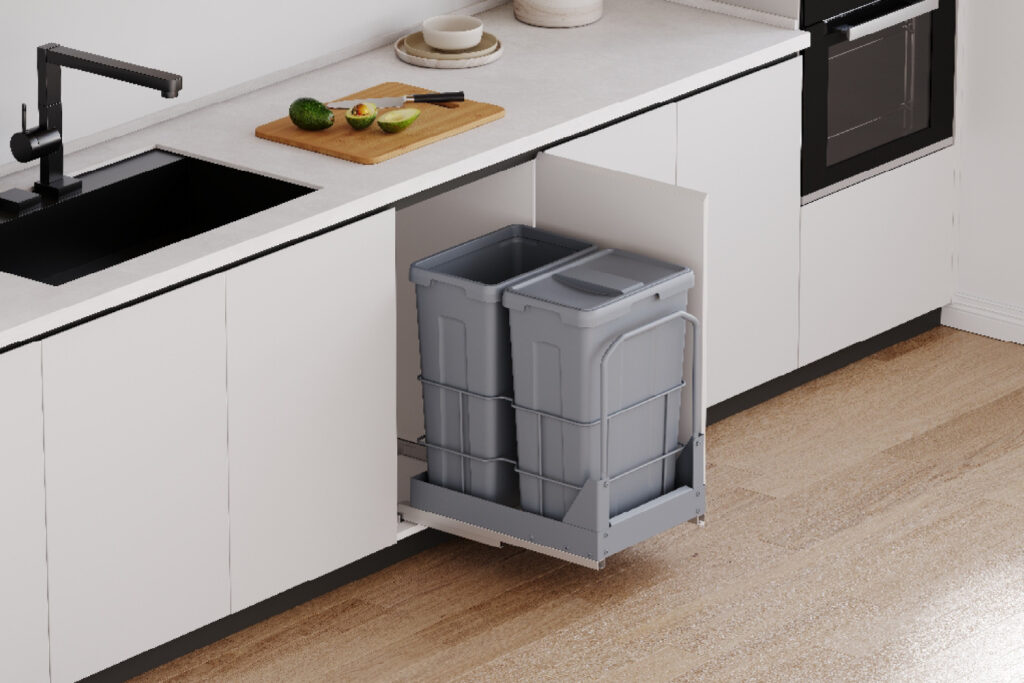 Thùng rác đôi cỡ lớn lắp âm tủ cánh kéo XW.D40M1 GrandX - ảnh 2
