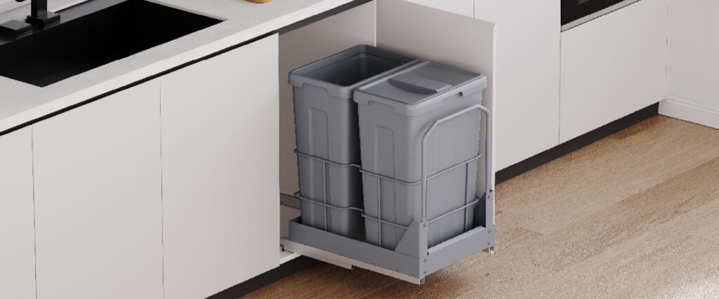 Thùng rác đôi cỡ lớn lắp âm tủ cánh kéo XW.D40M1 GrandX - ảnh 3