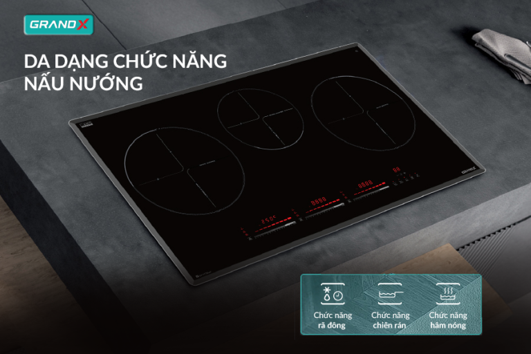 Da dạng chức năng nấu nướng - Bếp từ 3 vùng nấu GX IH736LUX