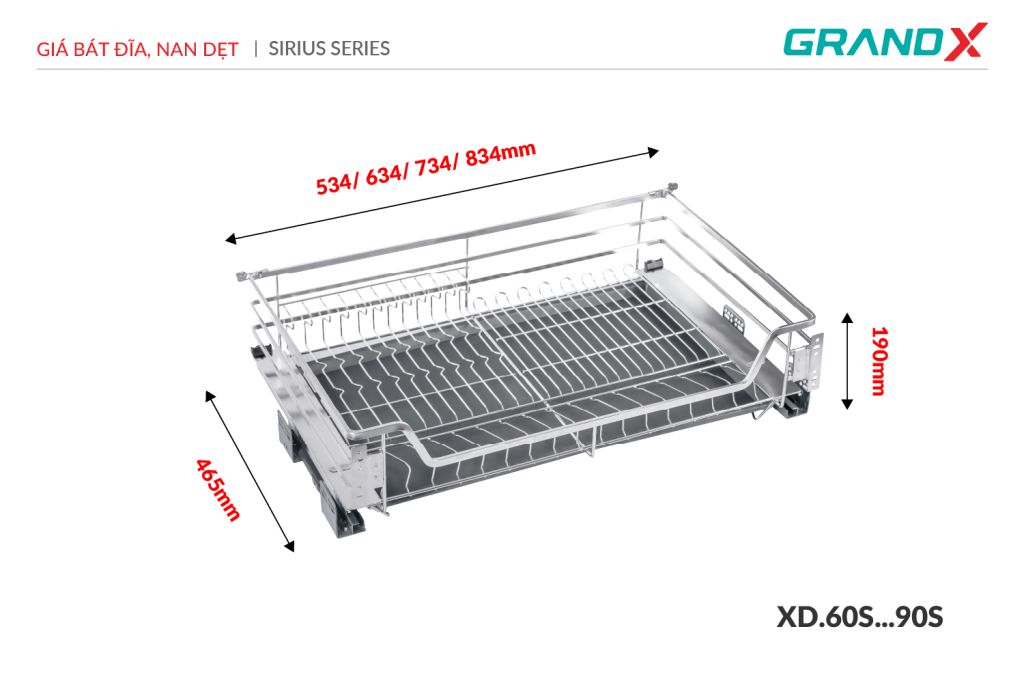 Giá bát đĩa, nan dẹt XD.70S1 GrandX - ảnh 4