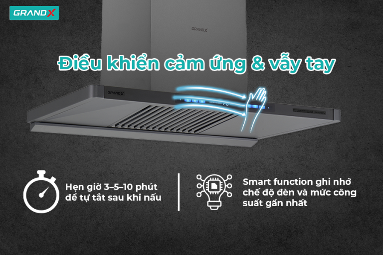 Điều khiển cảm ứng & vẫy tay, có hẹn giờ tiện lợi - Hút mùi GX H70T82Pro