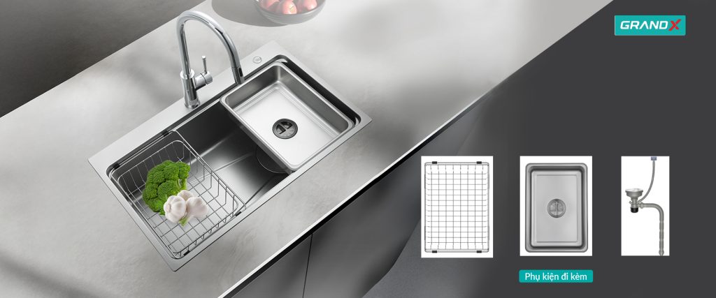 Chậu rửa bát GX7650SV Volcano GrandX - ảnh 3