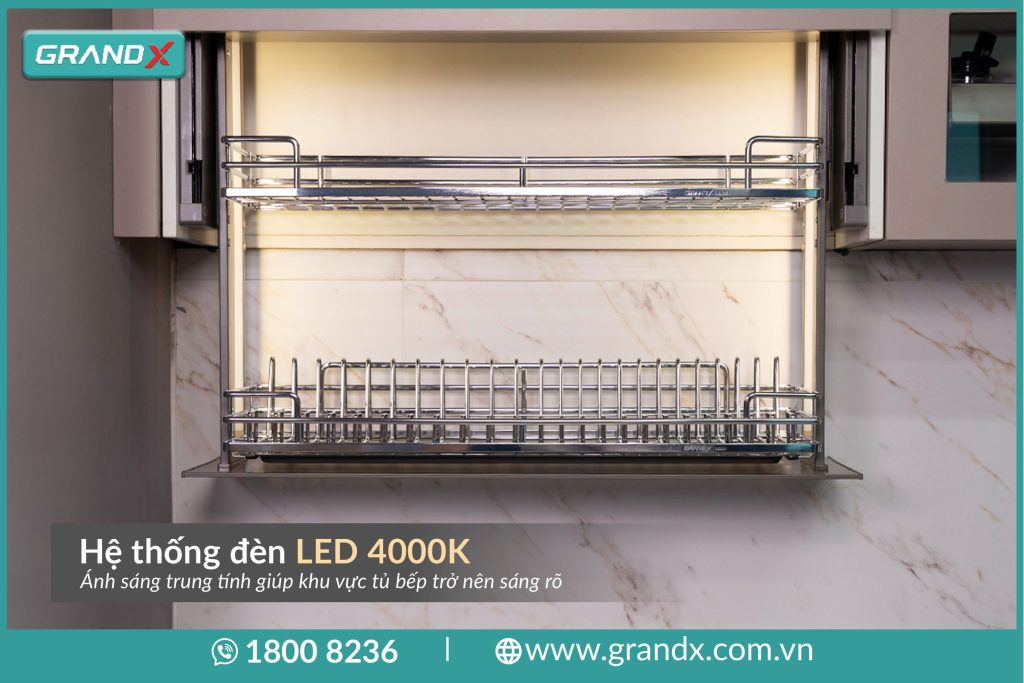 Giá nâng hạ điện XL.70SR tích hợp đèn LED 4000K - Giá nâng hạ điện thông minh cánh cửa trượt slide XL.70SR