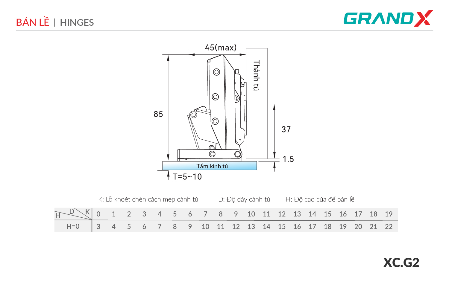 Bản lề Capella kính cao cấp XC.G2 GrandX - ảnh 2