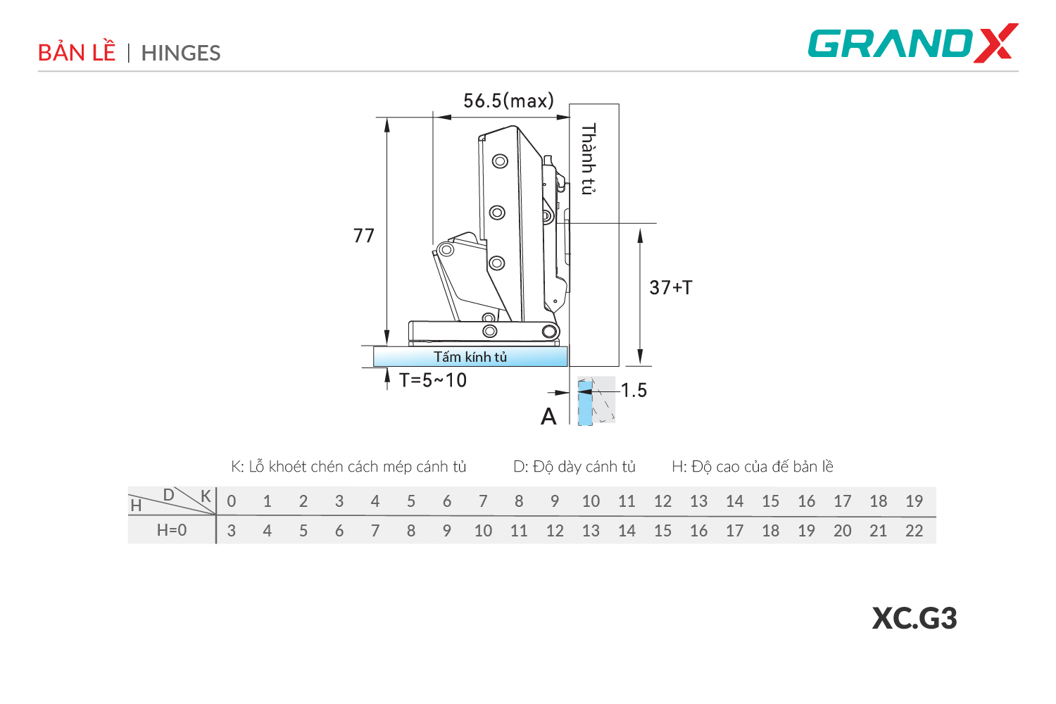 Bản lề Capella kính cao cấp XC.G3 GrandX - ảnh 2