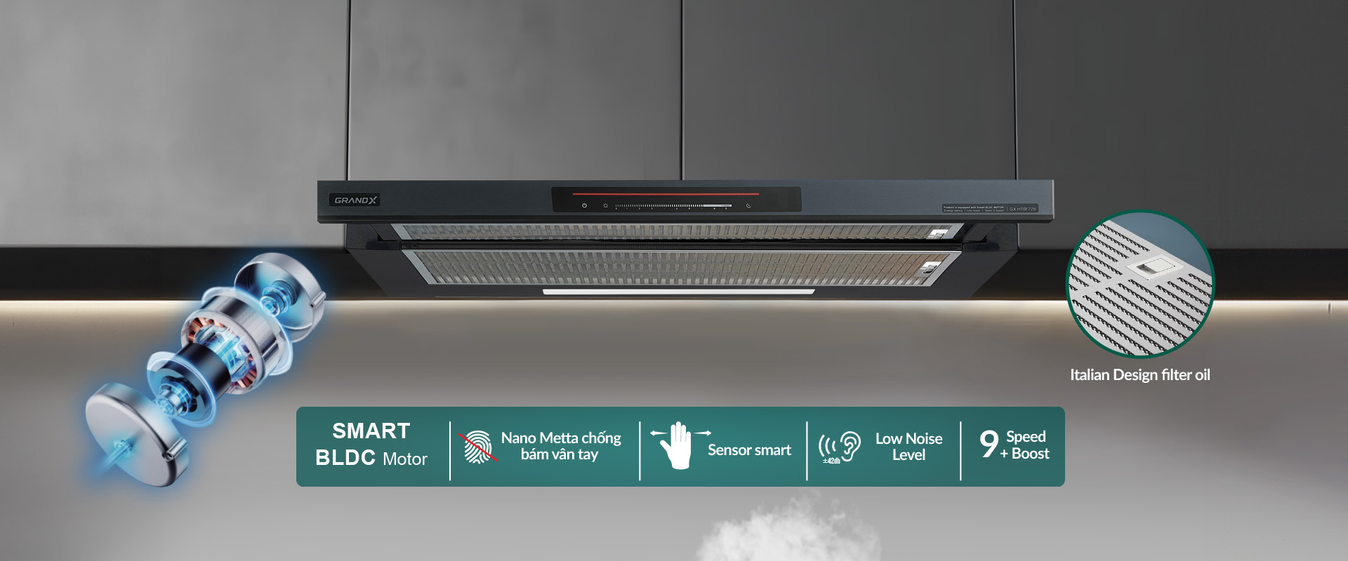 Hút mùi GrandX GX H70F72B / GX H70F72SB - ảnh 7