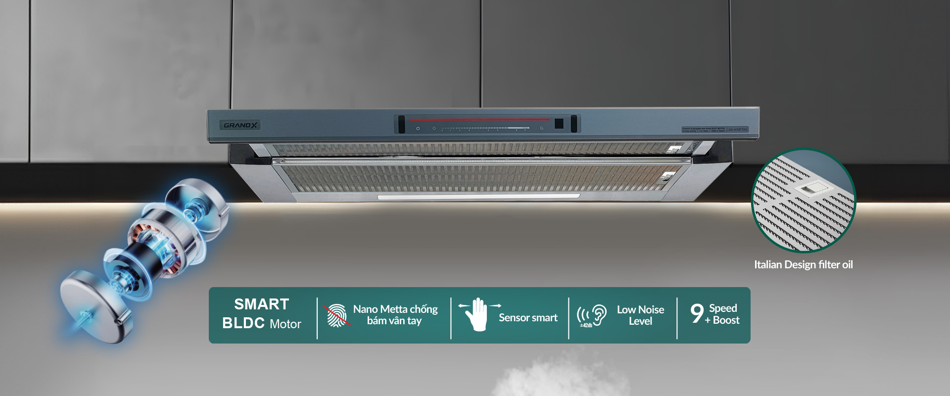 Hút mùi GrandX GX H70F72G / GX H70F72SG - ảnh 8