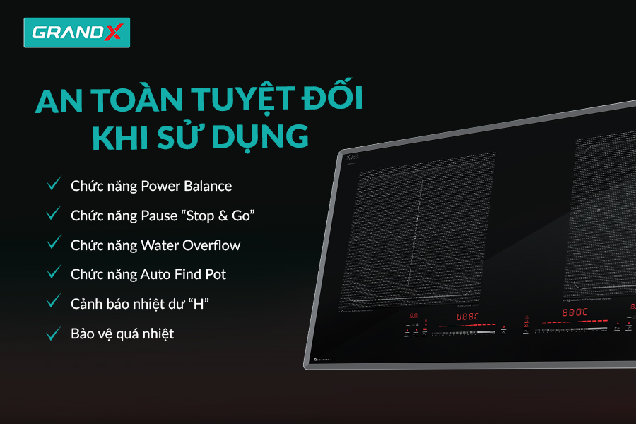 An toàn tuyệt đối khi sử dụng - BẾP TỪ GX GX IP856XPro / GX IP856XPro