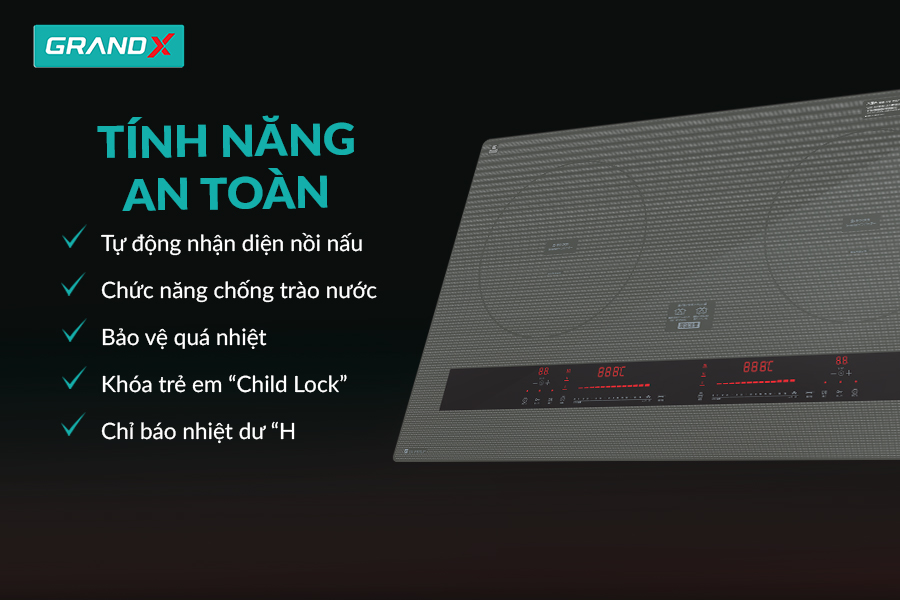 Tính năng an toàn - Bếp từ GX IP879JP