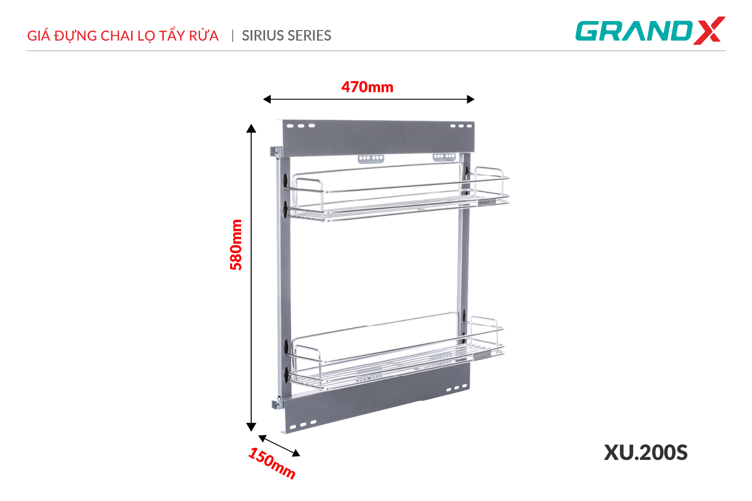 Kệ đựng chai lọ tẩy rửa XU.200S GrandX - ảnh 3
