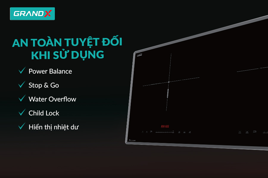 Trang bị nhiều tính năng an toàn cho cả gia đình - Bếp từ GX IH696SE