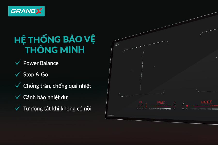 Tính năng an toàn trên Bếp từ GrandX GX IH785Titan - Bếp từ GX IH785TITAN