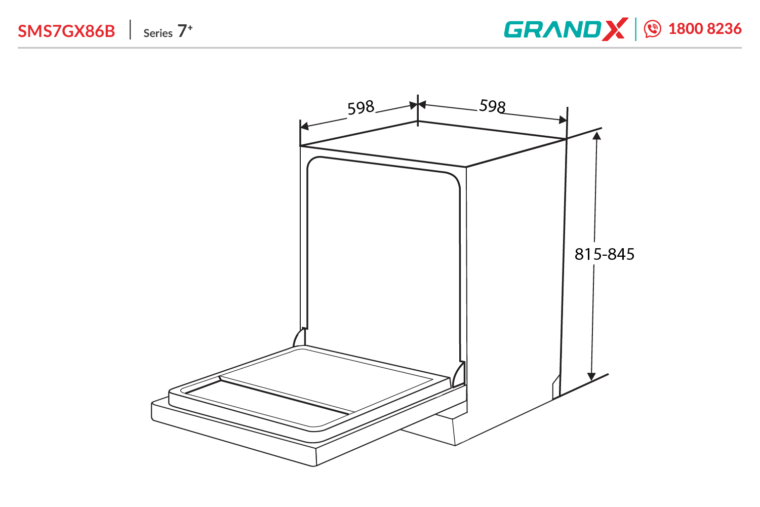 Máy rửa bát SMS7GX86B GrandX - ảnh 2