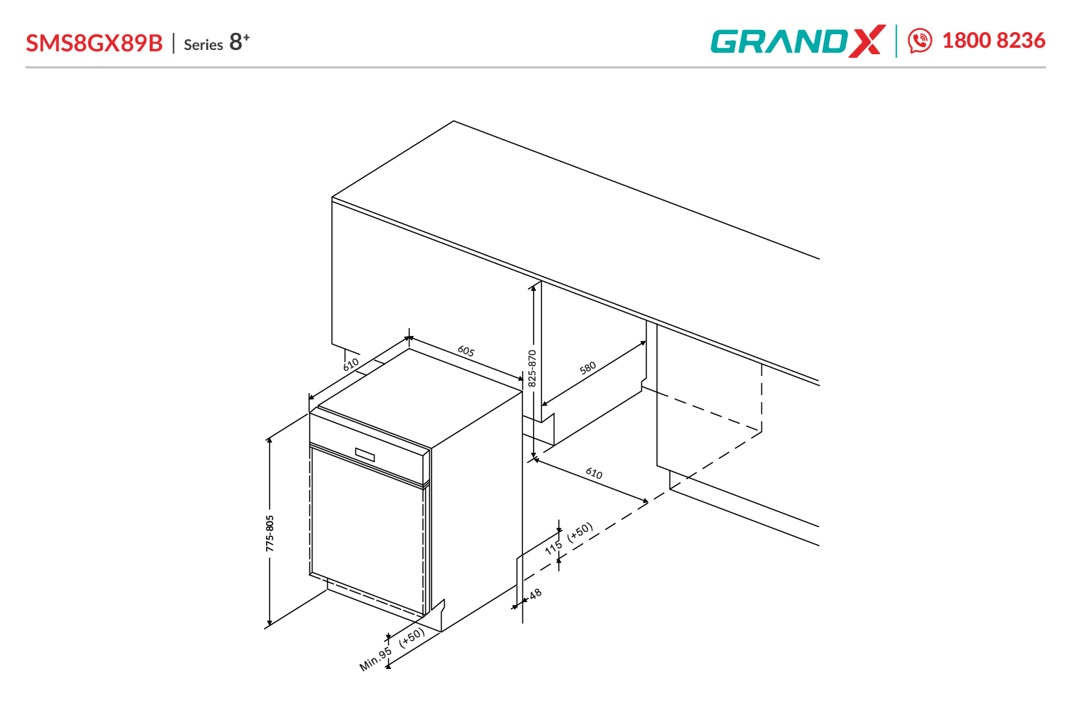 Máy rửa bát SMS8GX89B GrandX - ảnh 2
