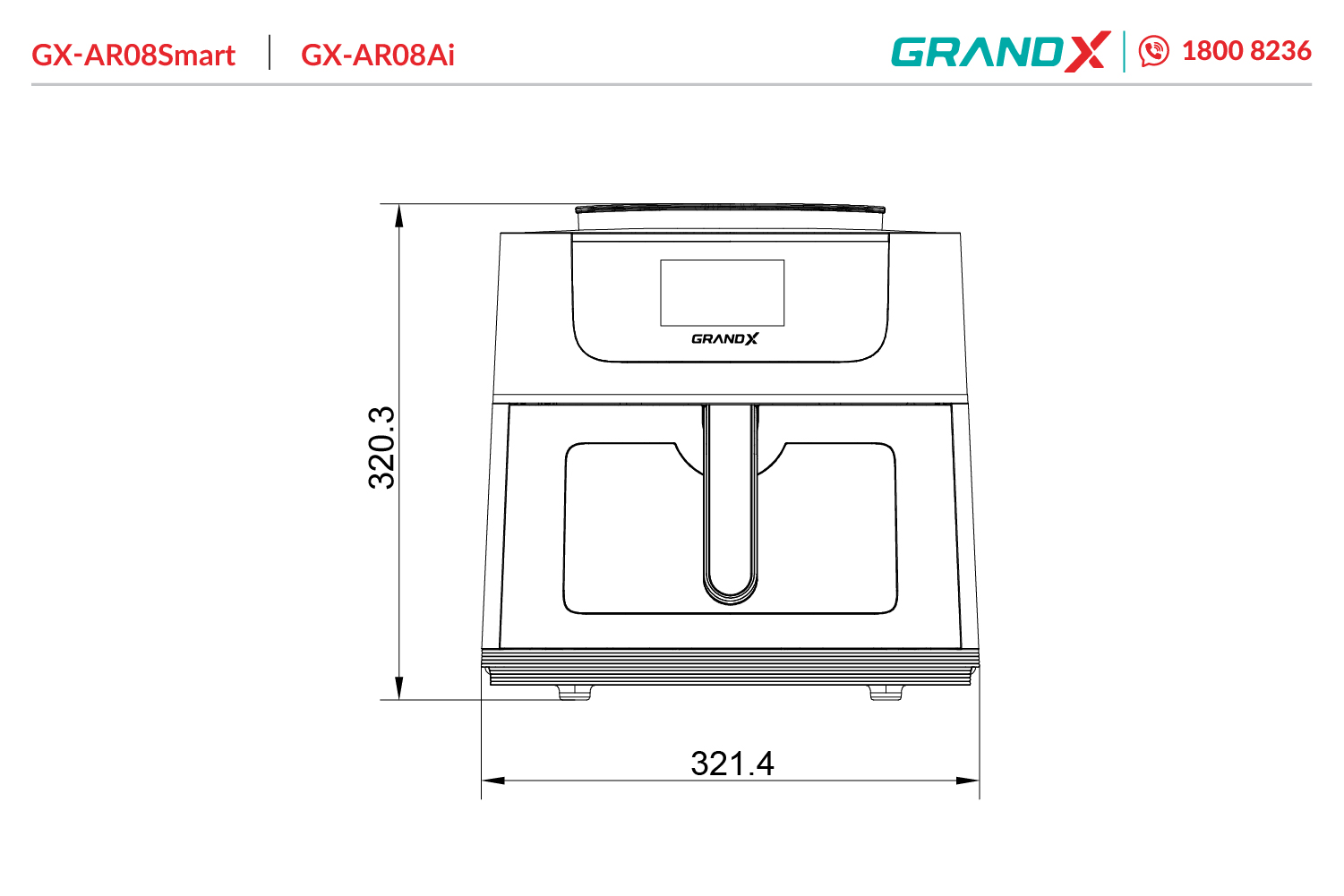NỒI CHIÊN KHÔNG DẦU GrandX GX-AR08SMART / GX-AR08Ai - ảnh 5