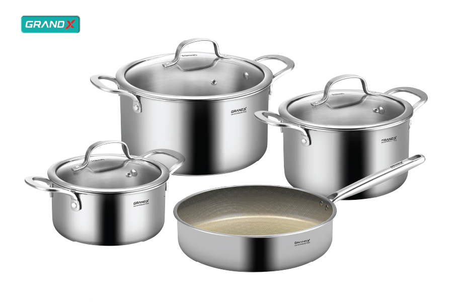 Bộ nồi chảo GX801 Premium – Bộ nồi inox SUS304 cao cấp cho căn bếp hiện đại - Bộ nồi chảo cao cấp GX801 Premium