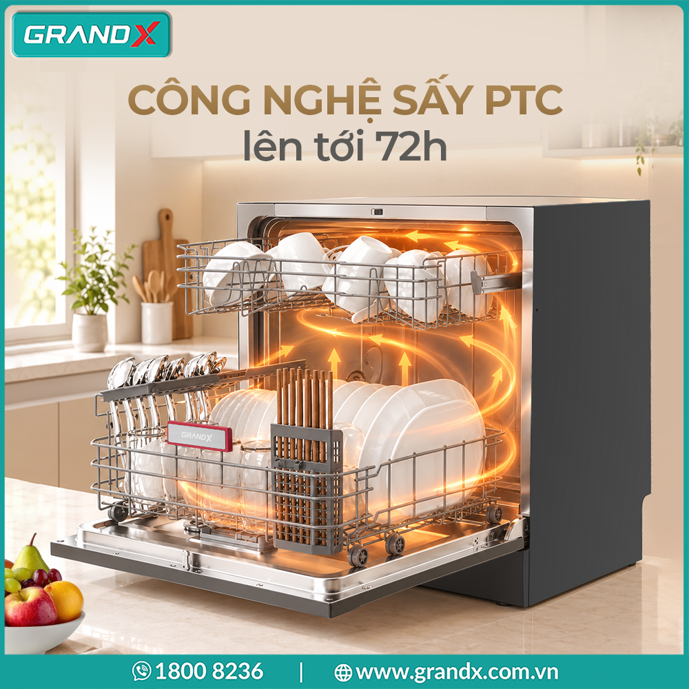 Công nghệ sấy ptc - khô ráo và bảo quản bát đĩa đến 72 giờ - Máy rửa bát SMS6GX10B