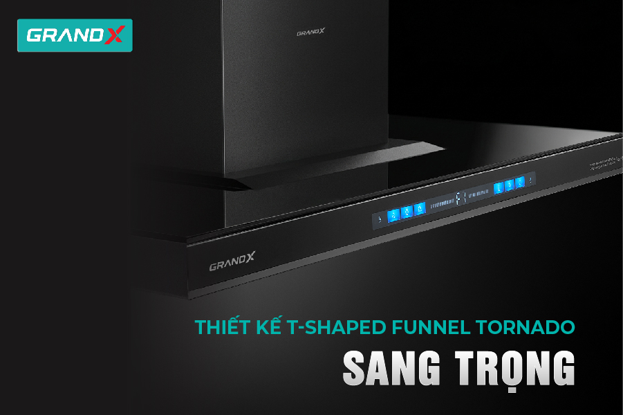 Hút mùi GX H70T81Luxury sở hữu thiết kế T-Shaped Funnel Tornado sang trọng - Hút Mùi GX H70T81Luxury