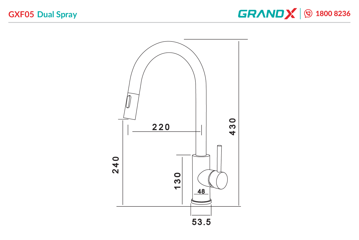 Vòi rửa bát dây rút GXF05 Dual Spray GrandX - ảnh 7