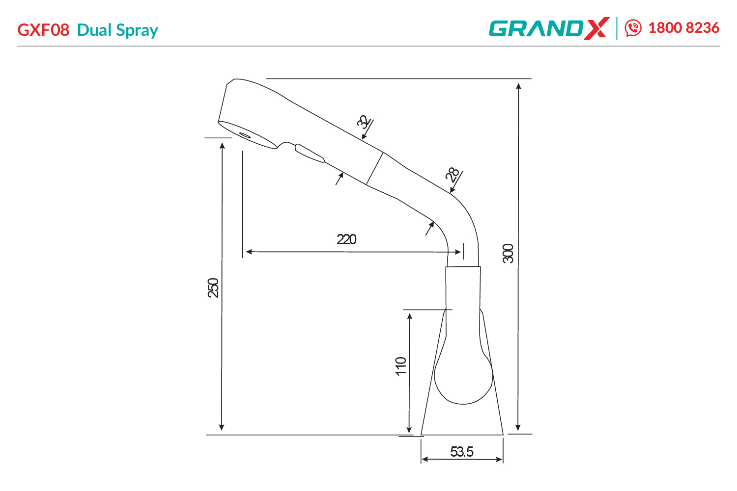 Vòi rửa bát GXF08 Dual Spray GrandX - ảnh 2