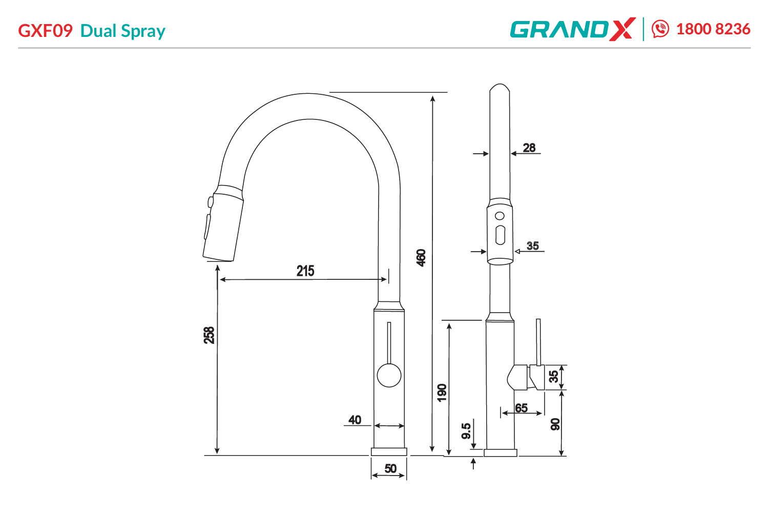 Vòi rửa bát GXF09 Dual Spray GrandX - ảnh 2