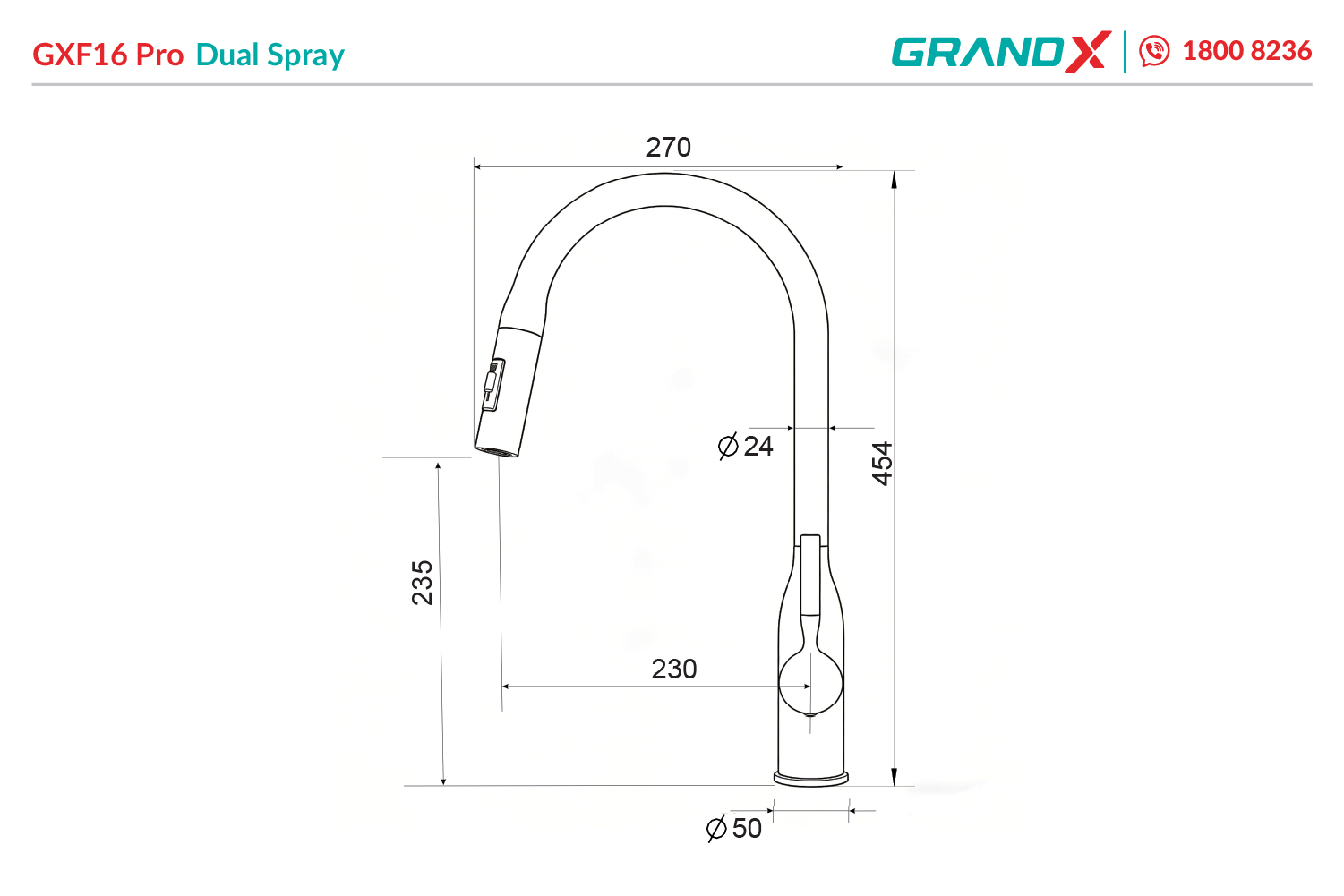 Vòi rửa bát GXF16Pro Dual Spray GrandX - ảnh 2