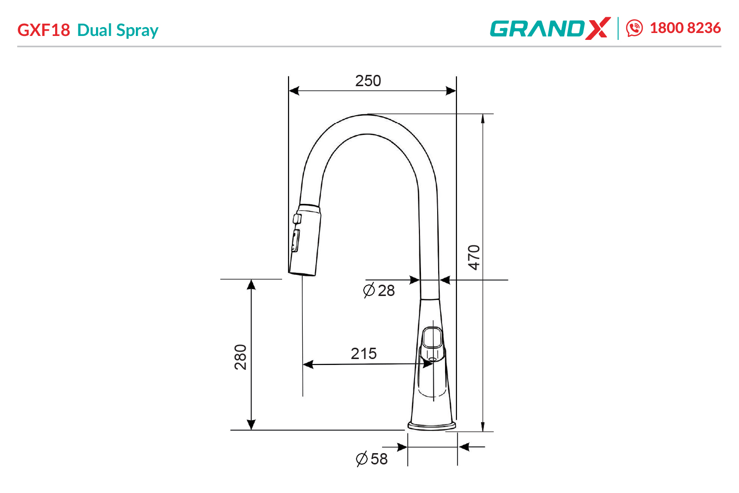 Vòi rửa bát GXF18 Dual Spray GrandX - ảnh 2