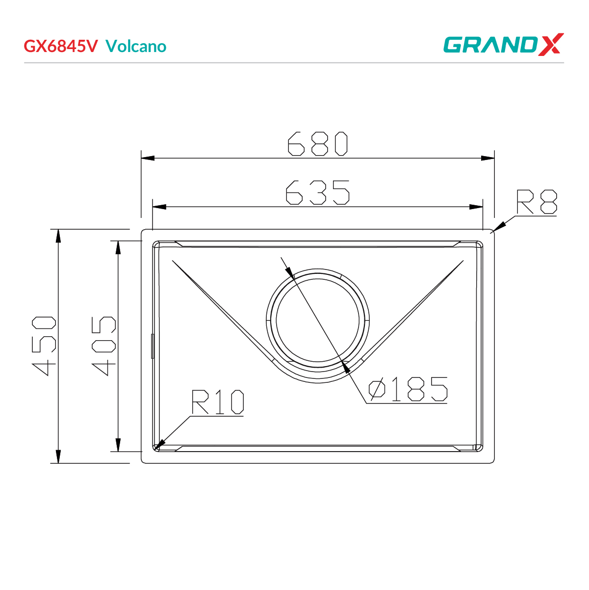 Chậu rửa bát GX6845V Volcano GrandX - ảnh 2
