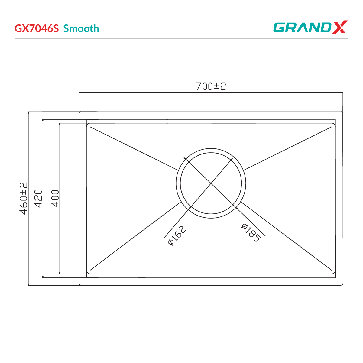 Chậu rửa bát GX7046S Smooth GrandX - ảnh 2