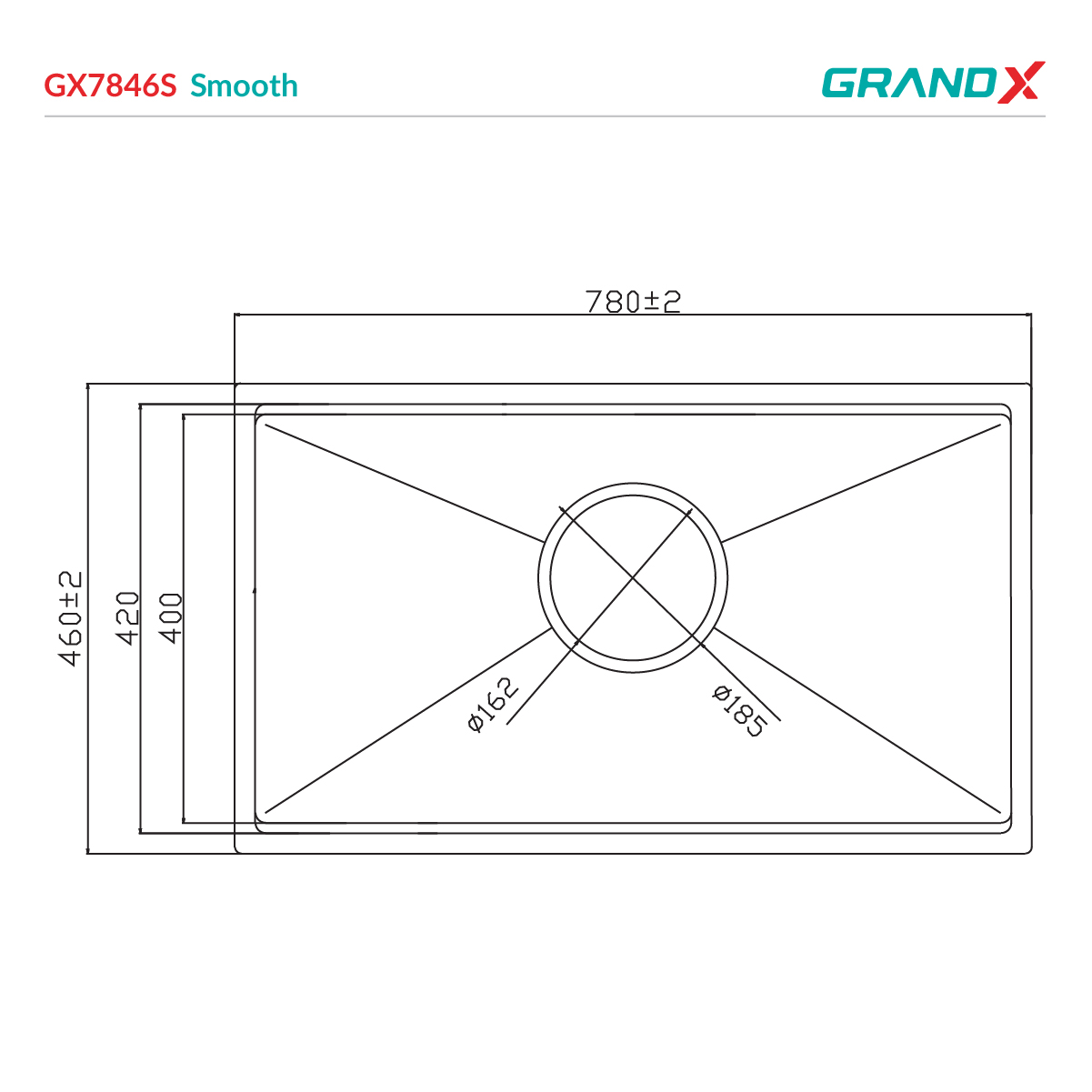 Chậu rửa bát GX7846S Smooth GrandX - ảnh 2