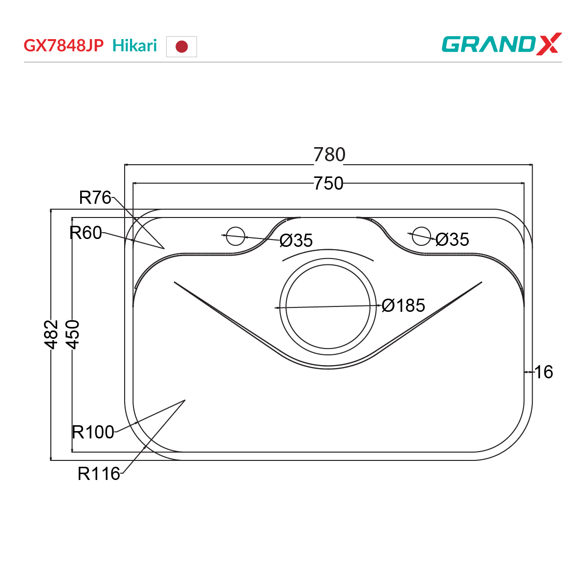 Chậu rửa bát GX7848JP hikari GrandX - ảnh 2