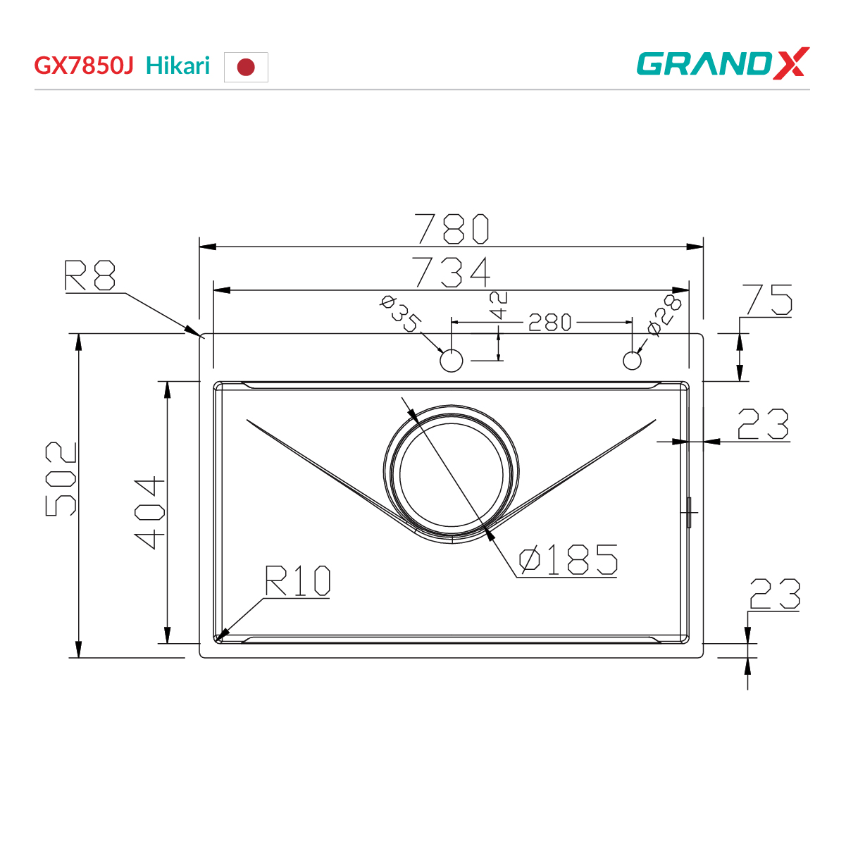 Chậu rửa bát GX7850J hikari GrandX - ảnh 4