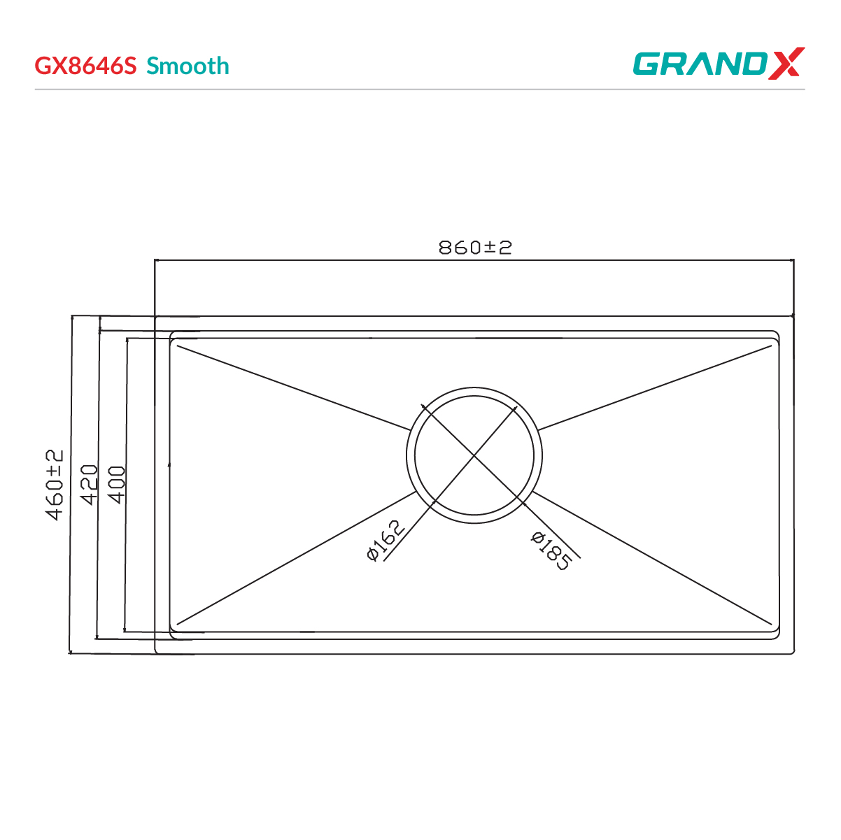 Chậu rửa bát GX8646S Smooth GrandX - ảnh 2